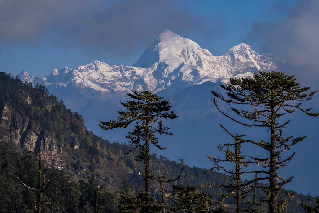 Dramatic Himalayan mountain peaks and valleys