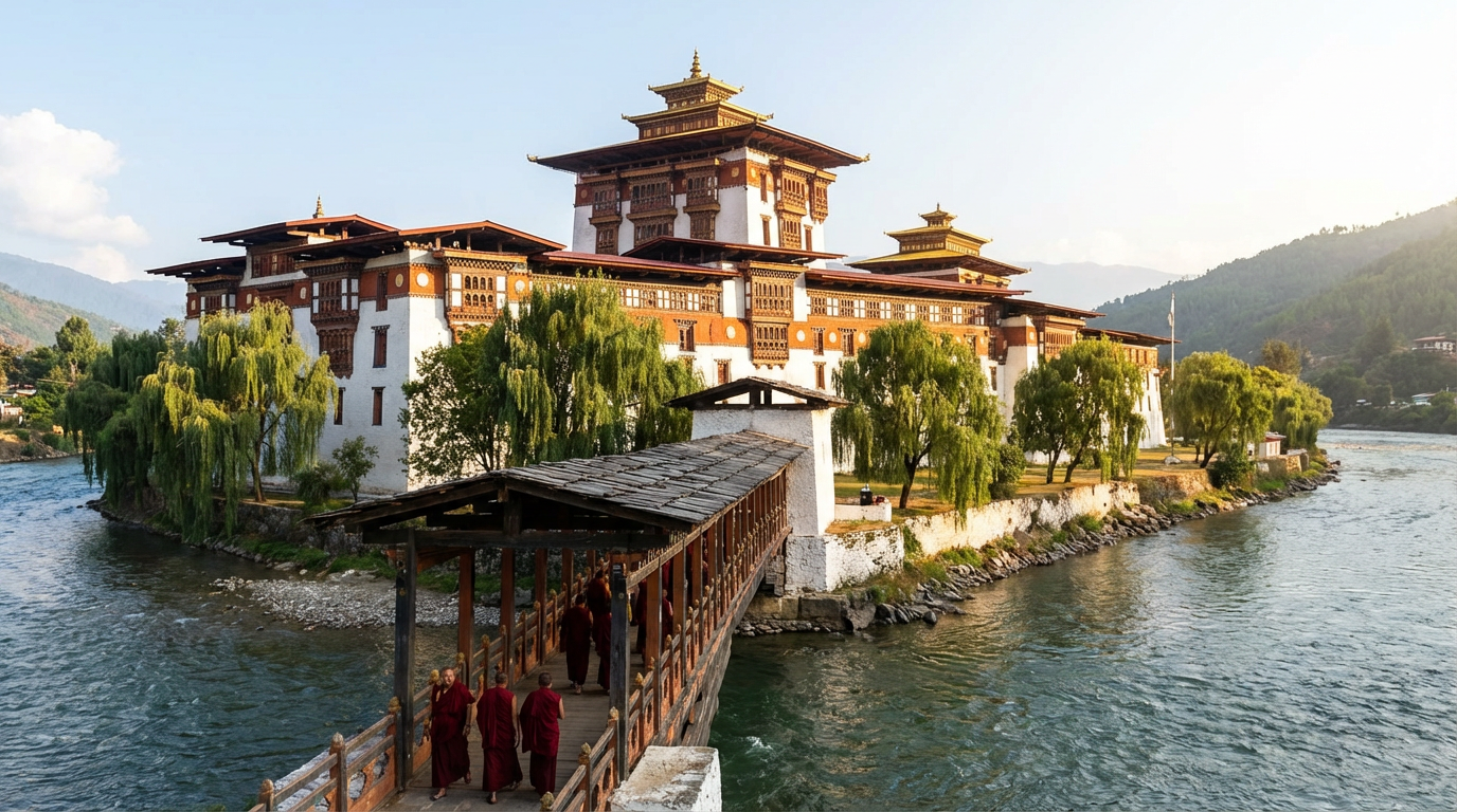 Punakha Dzong Bhutan river view
